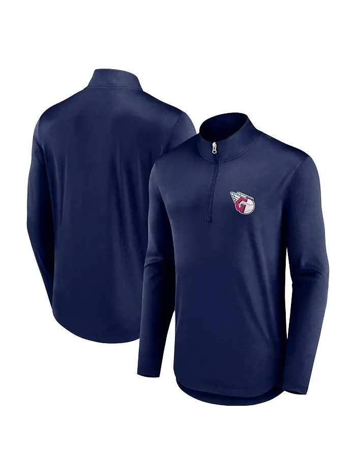 Толстовка Men's Navy Cleveland Guardians Quarterback Quarter-Zip Top Fanatics