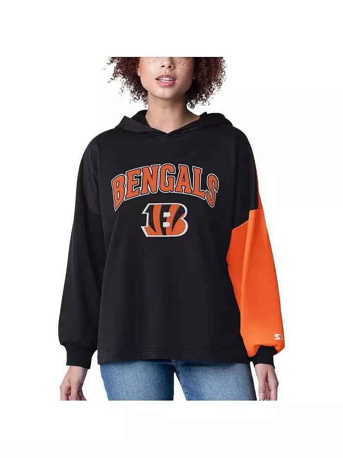 Женская черная толстовка с капюшоном Cincinnati Bengals Power Move с длинным рукавом Starter — изображение 1 из 2