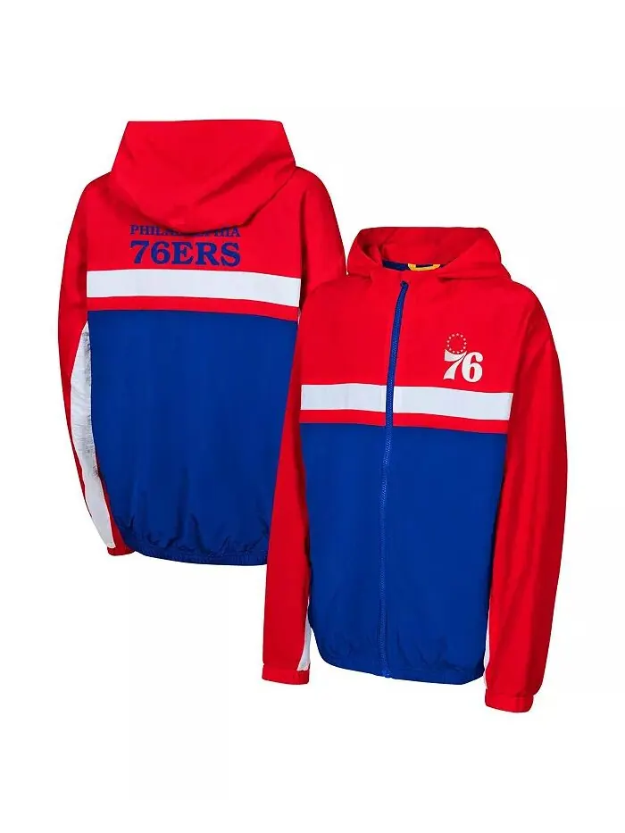 Красная ветровка Philadelphia 76ers Headliner для больших мальчиков и девочек с капюшоном и молнией