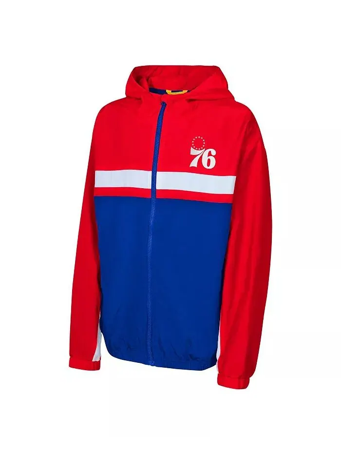 Красная ветровка Philadelphia 76ers Headliner для больших мальчиков и девочек с капюшоном и молнией — изображение 3 из 3