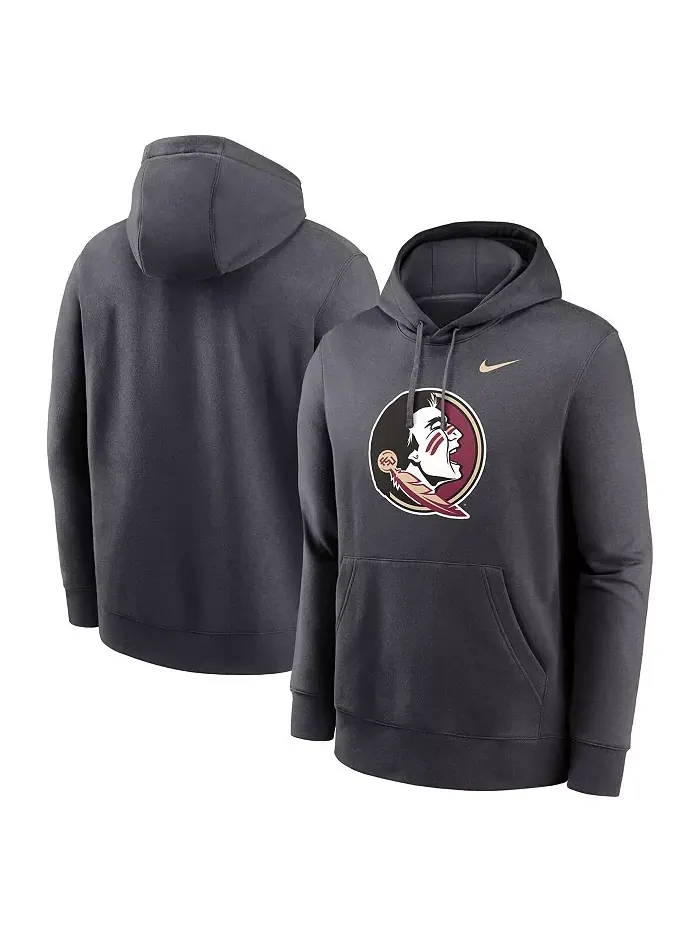 Мужская толстовка с капюшоном Florida State Seminoles Primetime Club Fleece цвета антрацит Nike — изображение 1 из 3