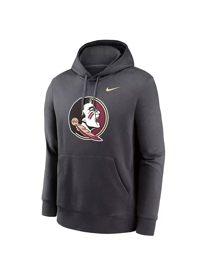 Мужская толстовка с капюшоном Florida State Seminoles Primetime Club Fleece цвета антрацит Nike — изображение 3 из 3