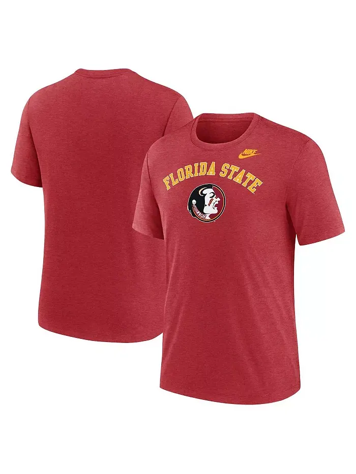 Мужская футболка Heather Garnet Florida State Seminoles Legacy Arch Tri-Blend Nike — изображение 1 из 3