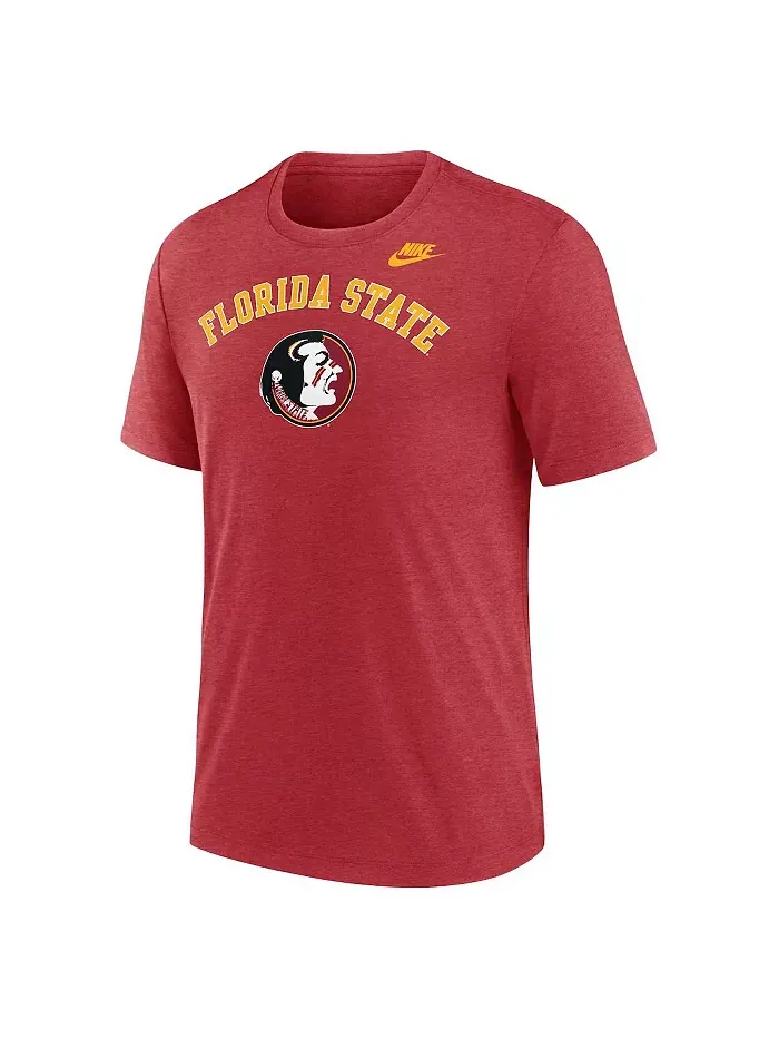 Мужская футболка Heather Garnet Florida State Seminoles Legacy Arch Tri-Blend Nike — изображение 2 из 3