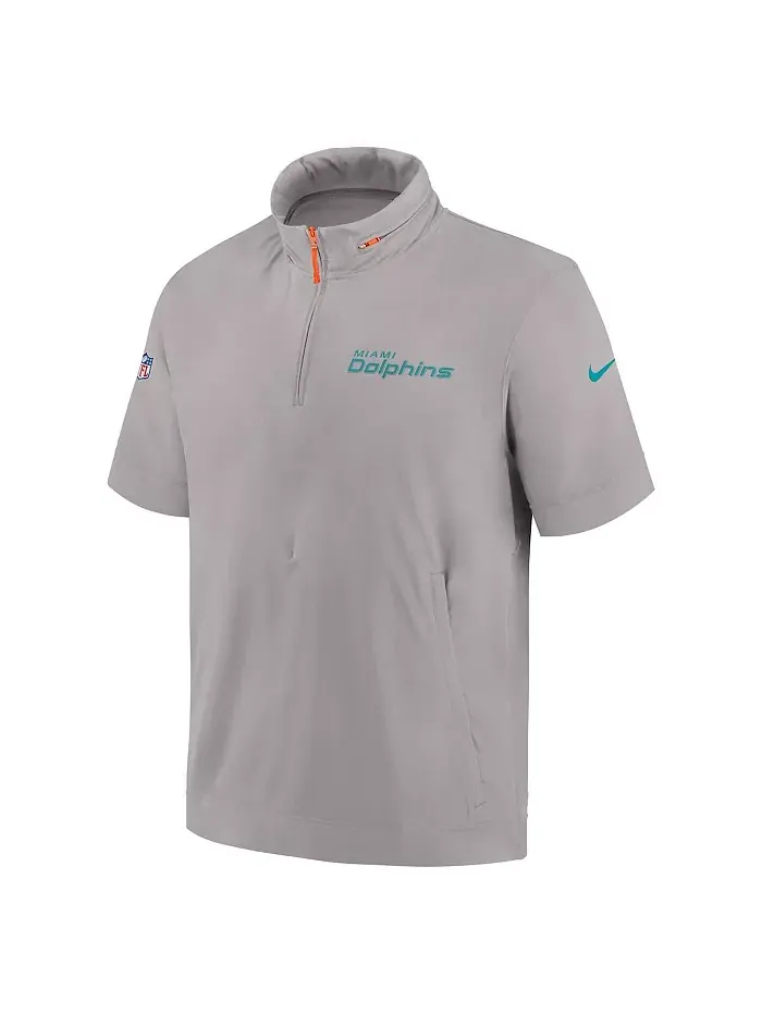 Мужская серая худи-полузип с коротким рукавом Miami Dolphins 2024 Sideline Coach Nike — изображение 3 из 3
