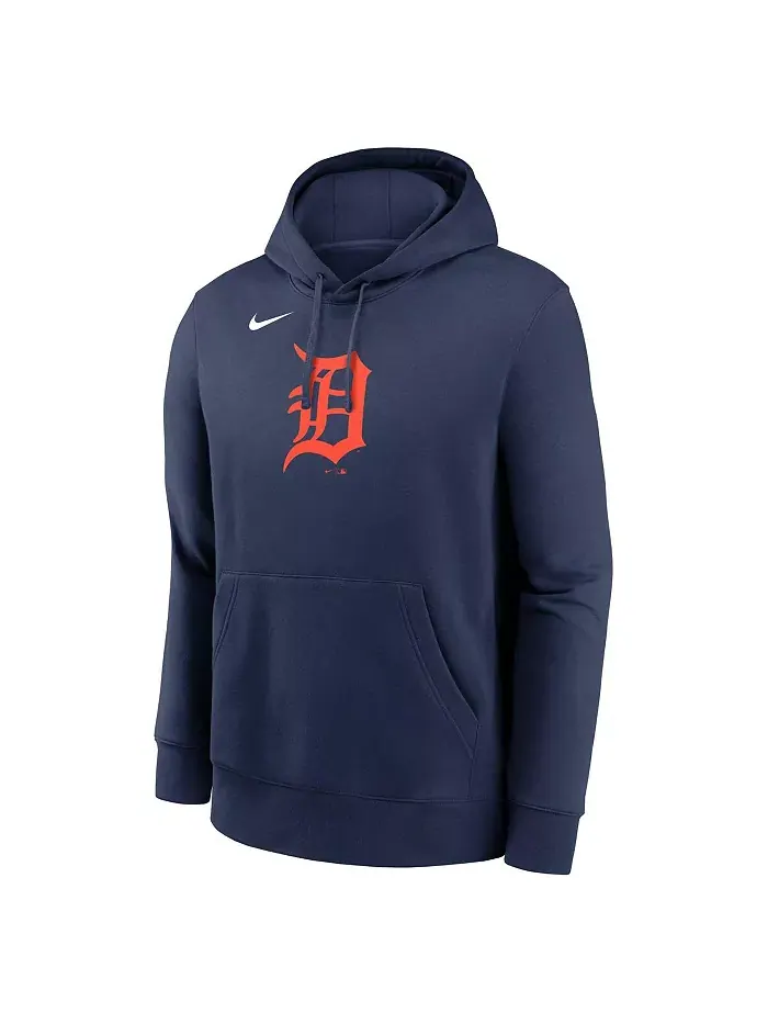 Мужской синий толстовка с капюшоном Detroit Tigers Logo Club Fleece Pullover Hoodie Nike — изображение 2 из 3