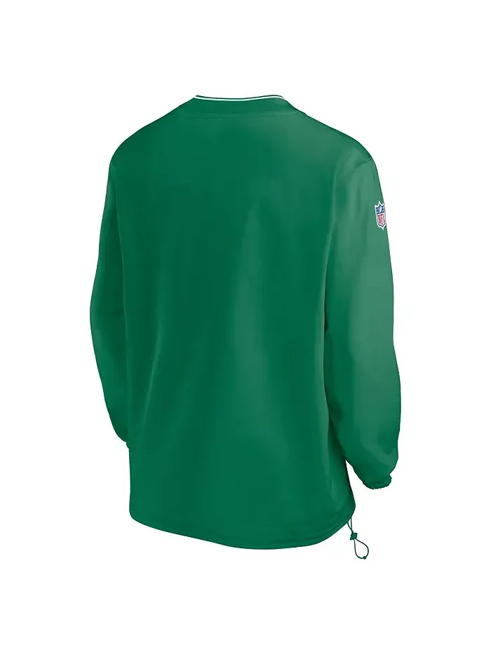 Мужская толстовка с длинным рукавом и V-образным вырезом Kelly-Green Philadelphia Eagles Throwback — изображение 2 из 3