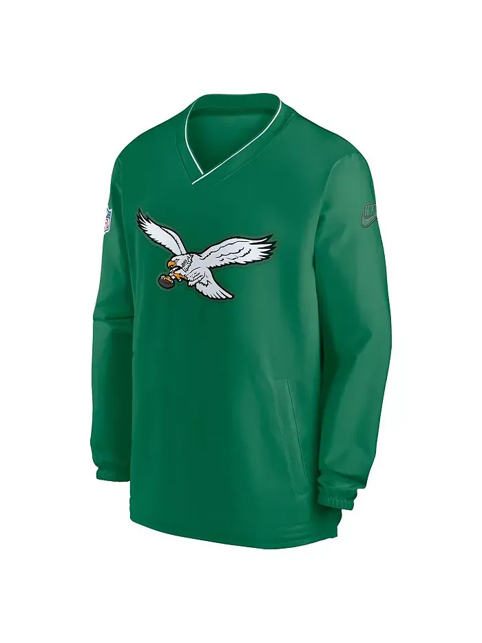 Мужская толстовка с длинным рукавом и V-образным вырезом Kelly-Green Philadelphia Eagles Throwback — изображение 3 из 3
