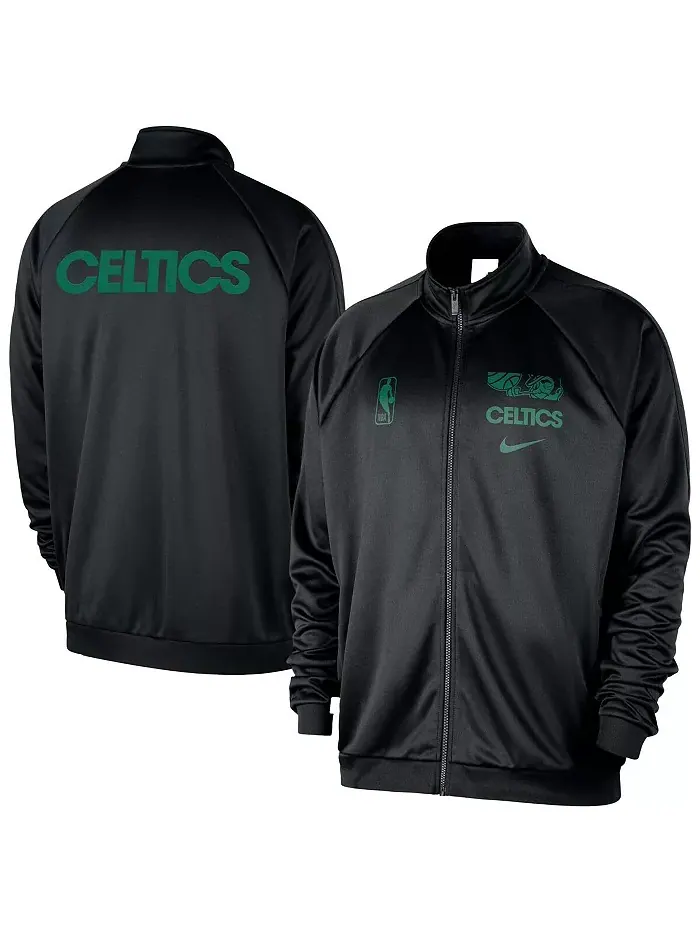 Мужская черная куртка-толстовка Boston Celtics Courtside Pique Club на молнии Nike