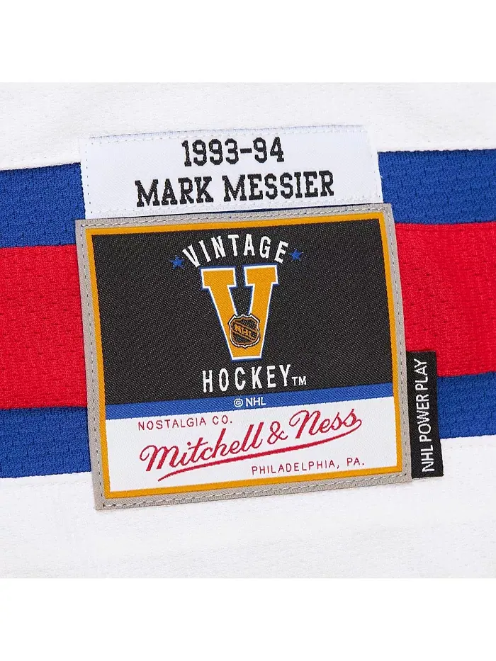 Мужская синяя хоккейная футболка New York Rangers Big Tall 1993/94 Blue Line 2.0 с именем Mark — изображение 2 из 5