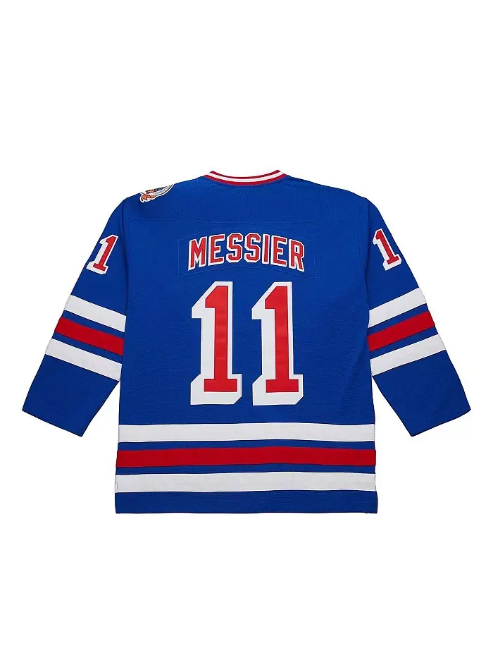 Мужская синяя хоккейная футболка New York Rangers Big Tall 1993/94 Blue Line 2.0 с именем Mark — изображение 4 из 5