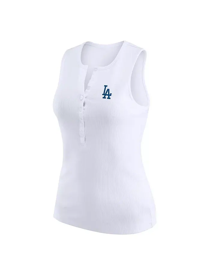 Женская белая майка-хенли Los Angeles Dodgers из трикотажа в рубчик WEAR by Erin Andrews — изображение 2 из 3