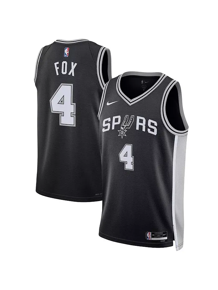 Мужская и женская баскетбольная майка De'Aaron Fox San Antonio Spurs в черном цвете - Swingman — изображение 1 из 3