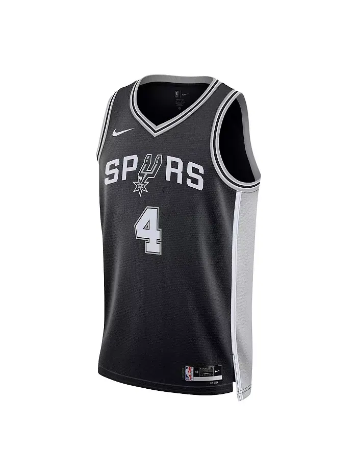 Мужская и женская баскетбольная майка De'Aaron Fox San Antonio Spurs в черном цвете - Swingman — изображение 2 из 3