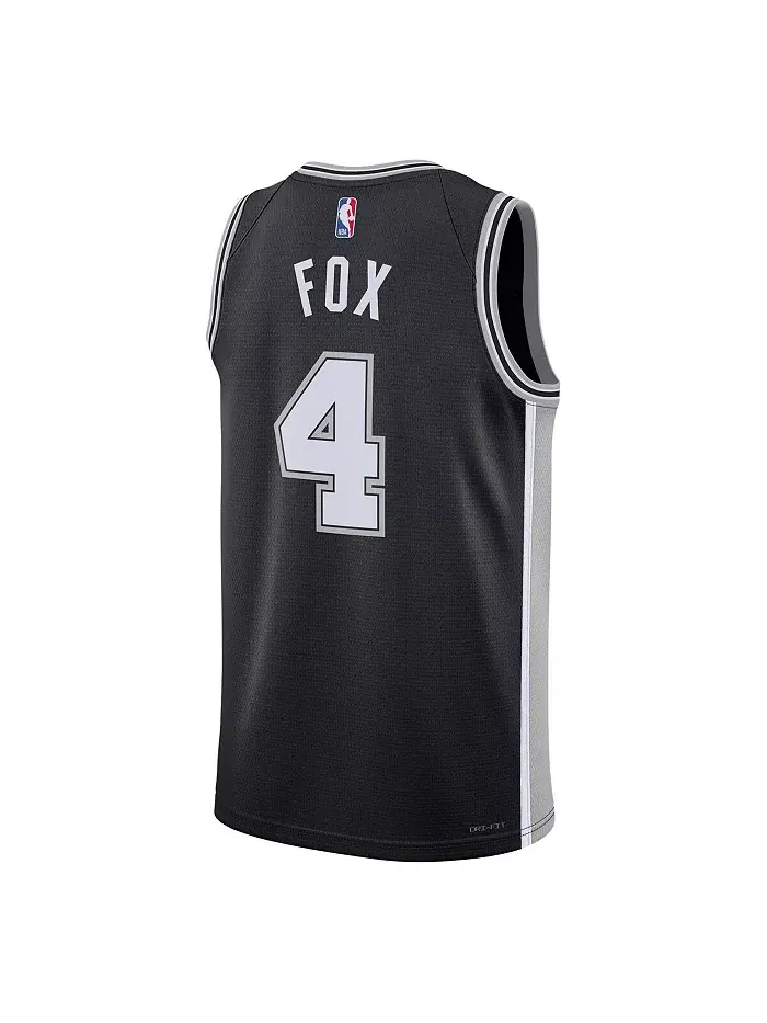 Мужская и женская баскетбольная майка De'Aaron Fox San Antonio Spurs в черном цвете - Swingman — изображение 3 из 3