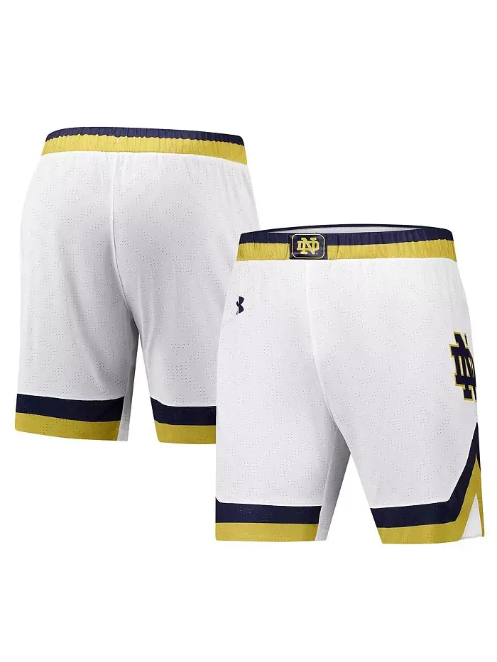 Мужские белые баскетбольные шорты Notre Dame Fighting Irish (реплика) Under Armour