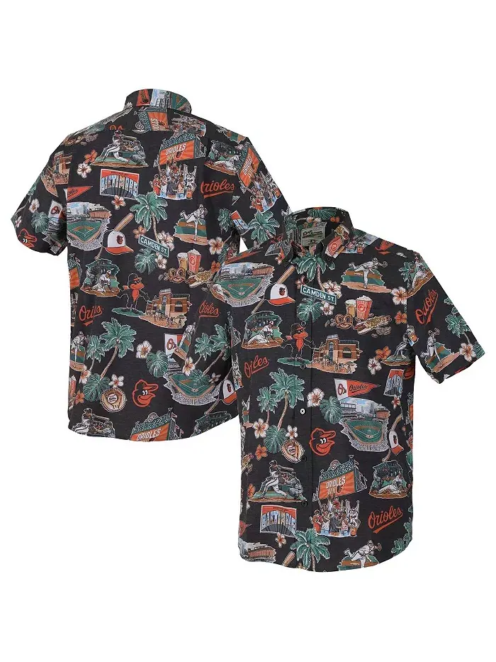 Мужская черная рубашка Baltimore Orioles Scenic Tri-Blend на пуговицах Reyn Spooner — изображение 1 из 3