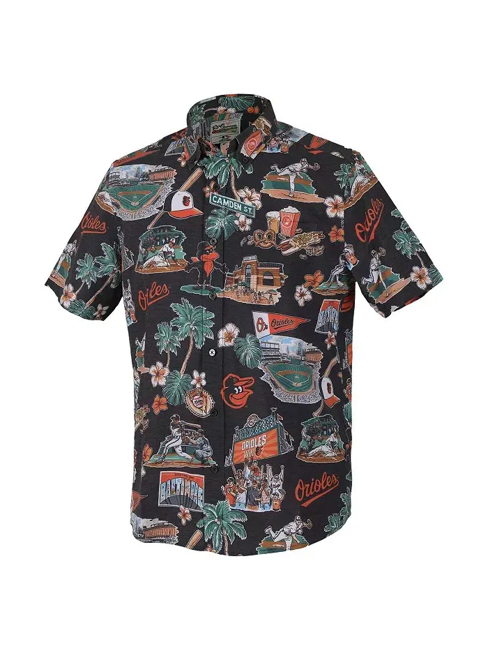 Мужская черная рубашка Baltimore Orioles Scenic Tri-Blend на пуговицах Reyn Spooner — изображение 2 из 3