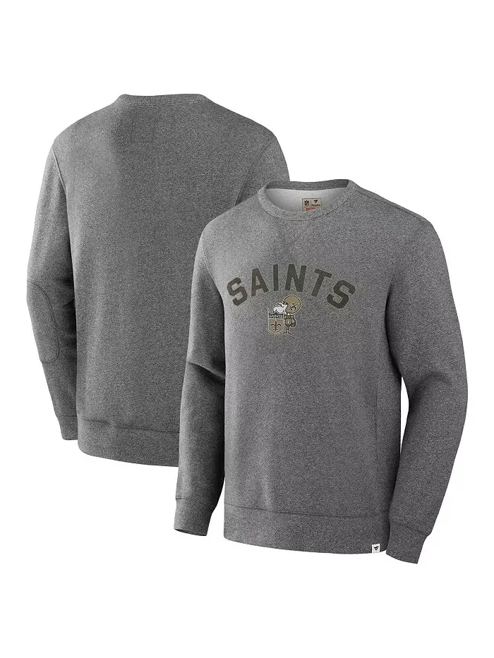Мужская петлевая толстовка New Orleans Saints цвета хизер-серый Fanatics — изображение 1 из 3