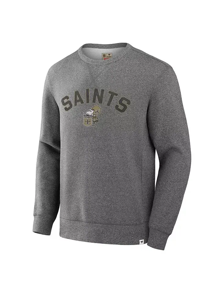 Мужская петлевая толстовка New Orleans Saints цвета хизер-серый Fanatics — изображение 2 из 3