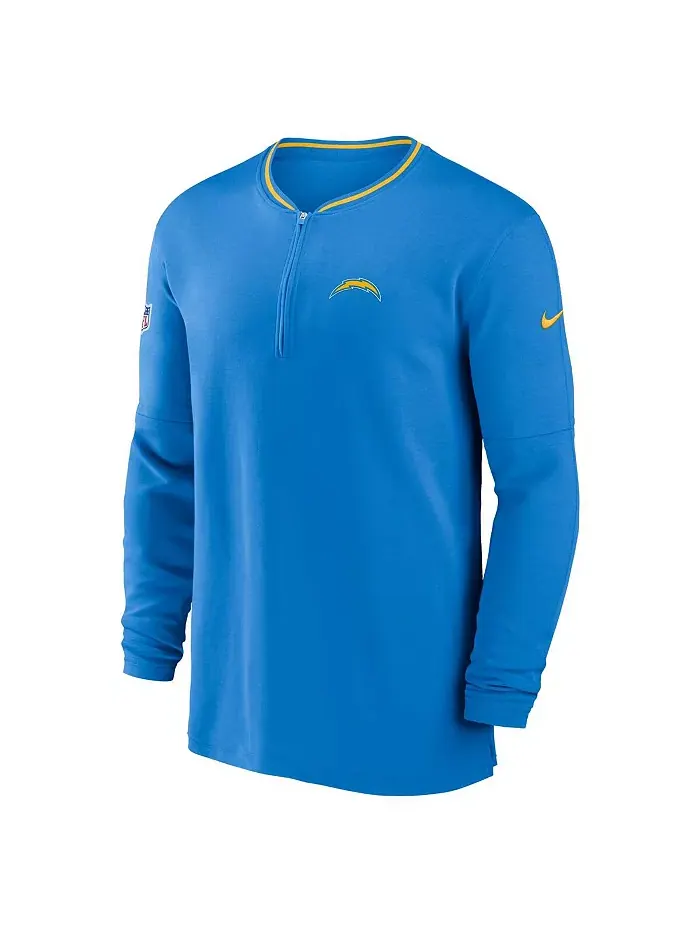 Мужская полузиповая толстовка тренера Los Angeles Chargers в порошково-голубом цвете Nike — изображение 2 из 3