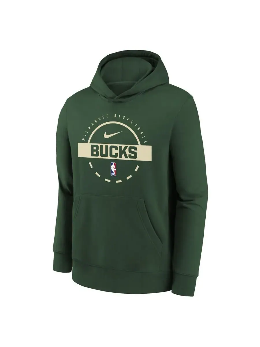 Nike Толстовка для тренировок Big Boys and Girls Hunter Green Milwaukee Bucks 2025/26 Club Fleece — изображение 3 из 3