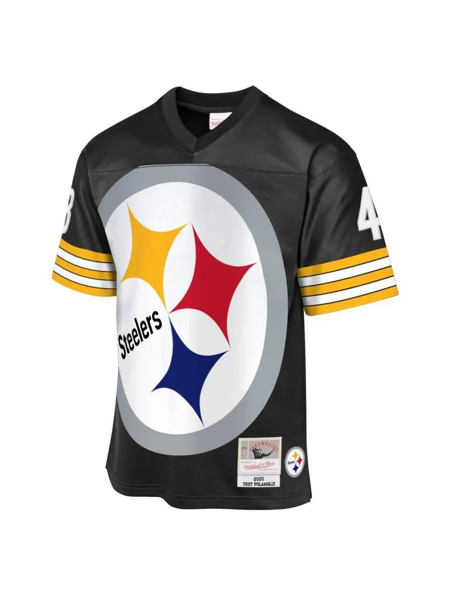 Mitchell & Ness Детская футболка Big Boys and Girls Troy Polamalu Black Pittsburgh Steelers 2005 — изображение 2 из 3, черный