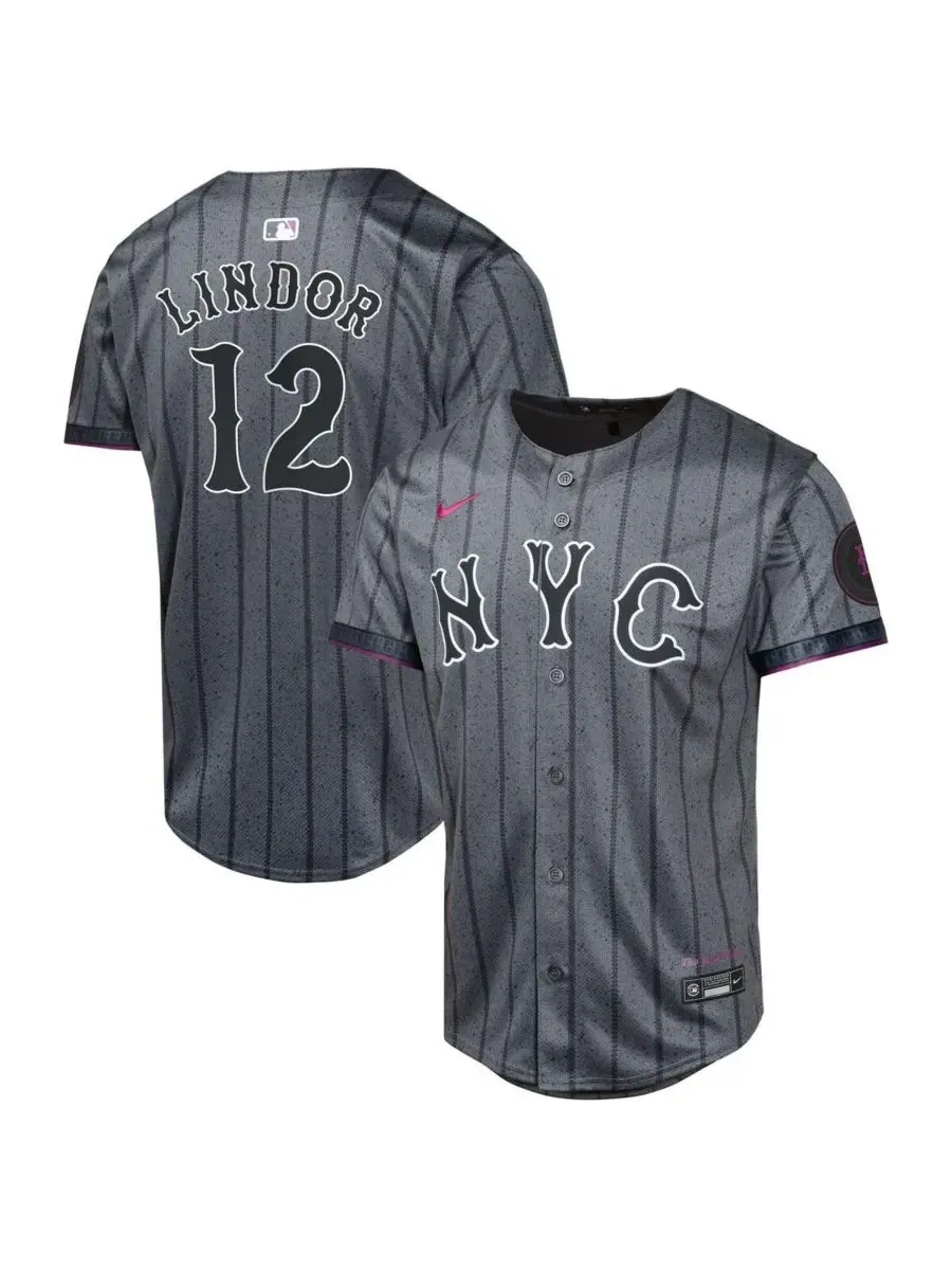 Outerstuff Детская футболка Nike Francisco Lindor Graphite New York Mets 2024 City Connect Limited
