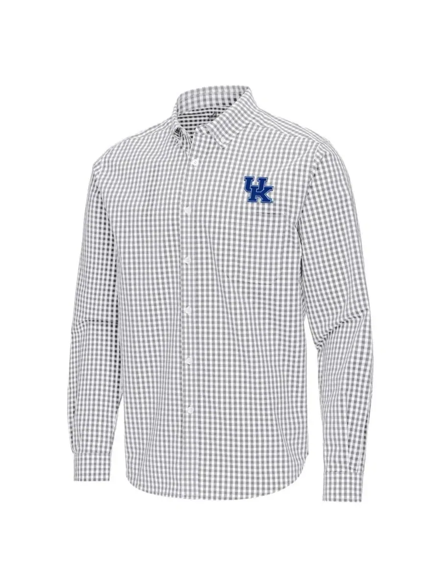 Рубашка Ellis с принтом GINGHAM, Kentucky Wildcats Antigua — изображение 2 из 3, серый