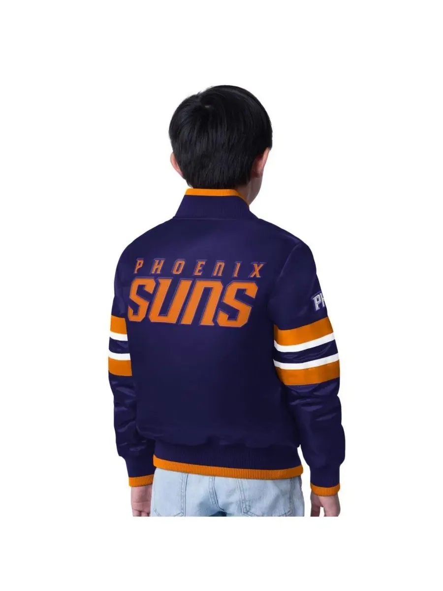 Большая фиолетовая куртка Phoenix Suns Scout Varsity с застежкой на кнопках для мальчиков и девочек — изображение 2 из 2