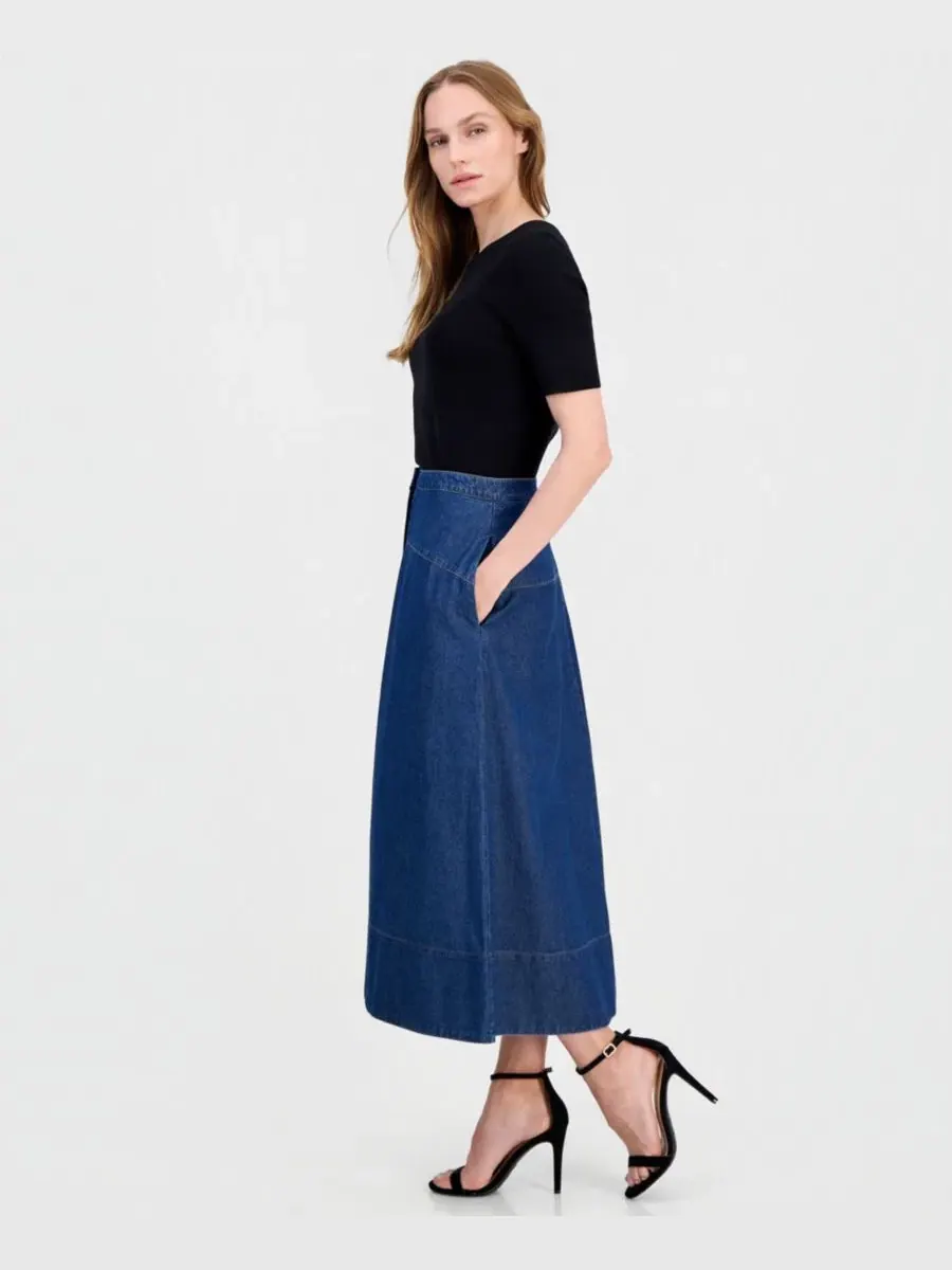 Джинсовая юбка-миди Anne Klein, с застежкой на пуговицы, Areis Wash — изображение 2 из 4