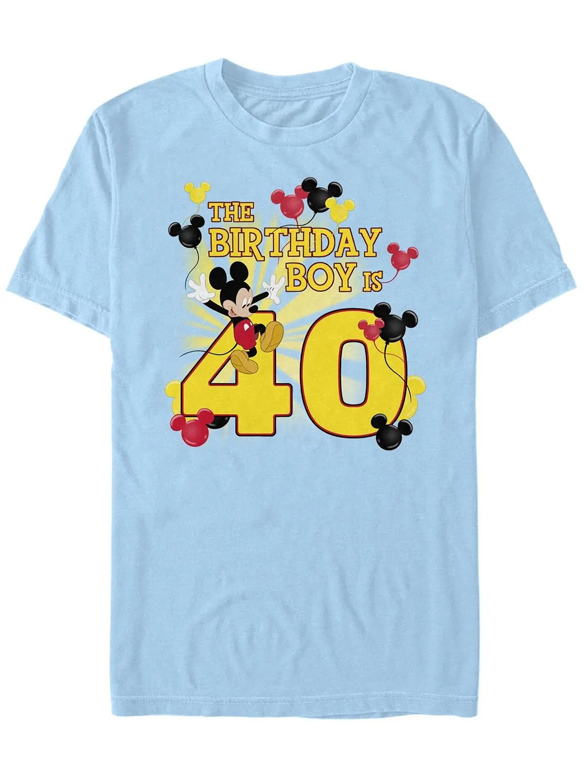 Мужская футболка с круглым вырезом и короткими рукавами mickey birthday 40 Fifth Sun — изображение 1 из 1, светлый синий