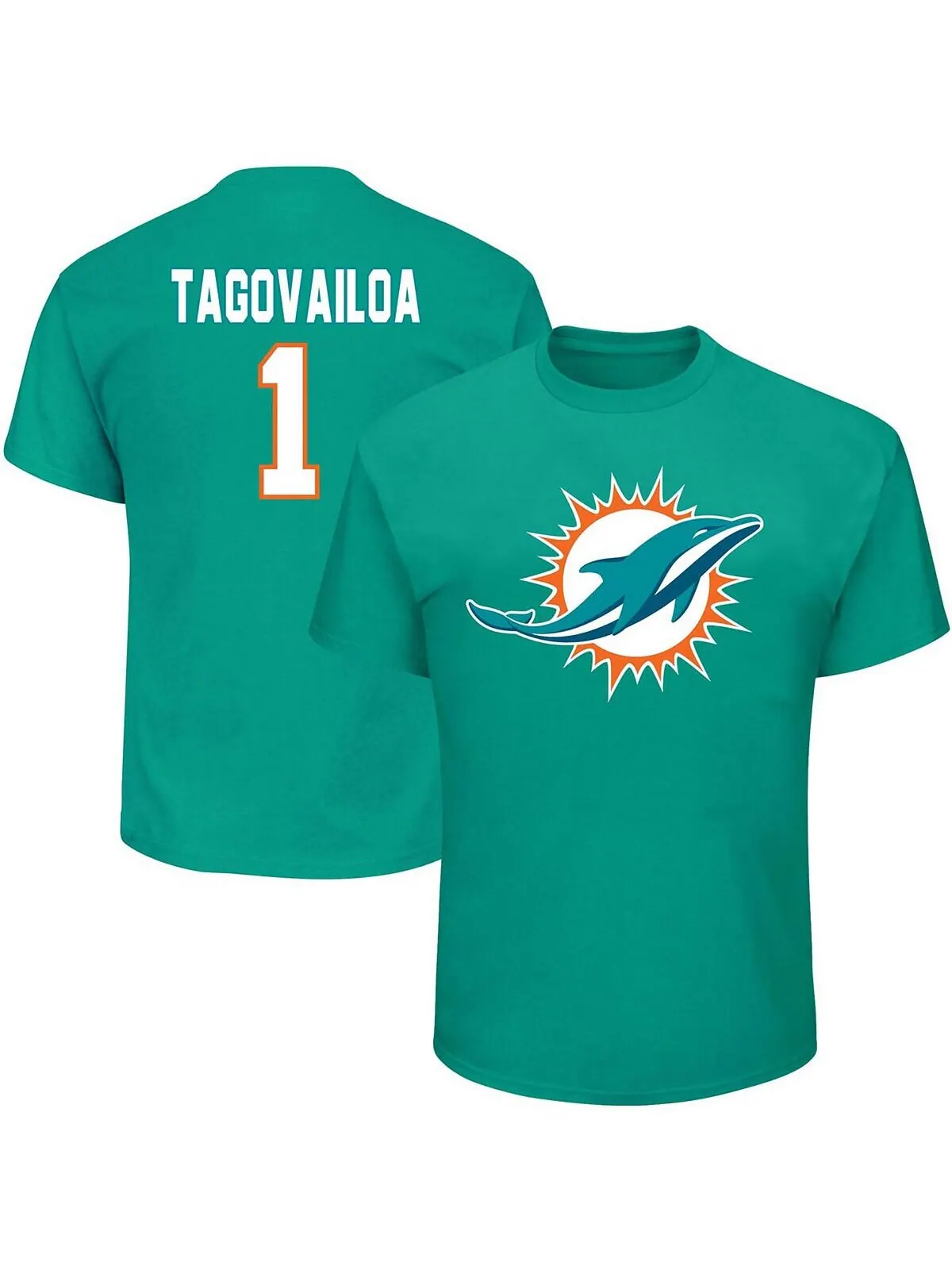 Мужская футболка Big and Tall Tua Tagovailoa Aqua Miami Dolphins, имеющая право на получение — изображение 1 из 3, голубой