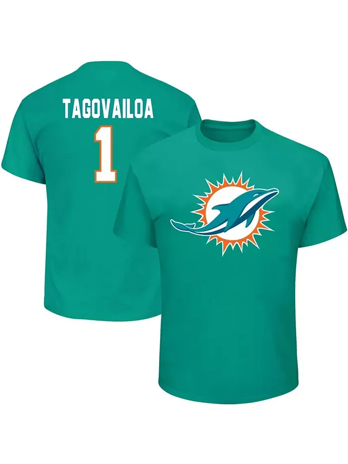 Мужская футболка Big and Tall Tua Tagovailoa Aqua Miami Dolphins Eligible Receiver III с именем и — изображение 1 из 3