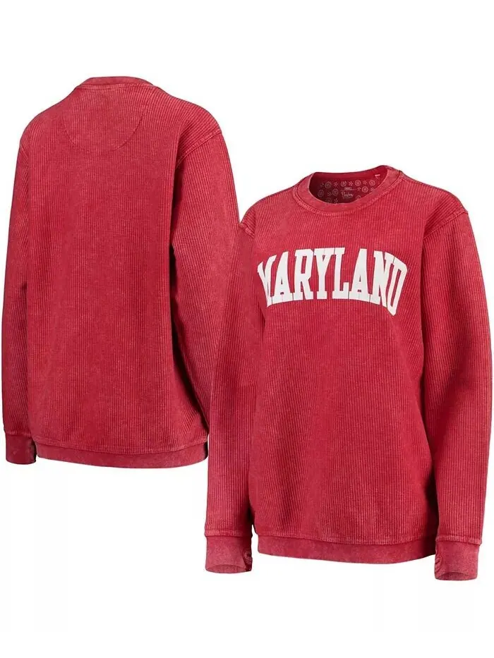 Женская красная толстовка-пуловер Maryland Terrapins Comfy Cord Vintage-Like Wash Basic Arch