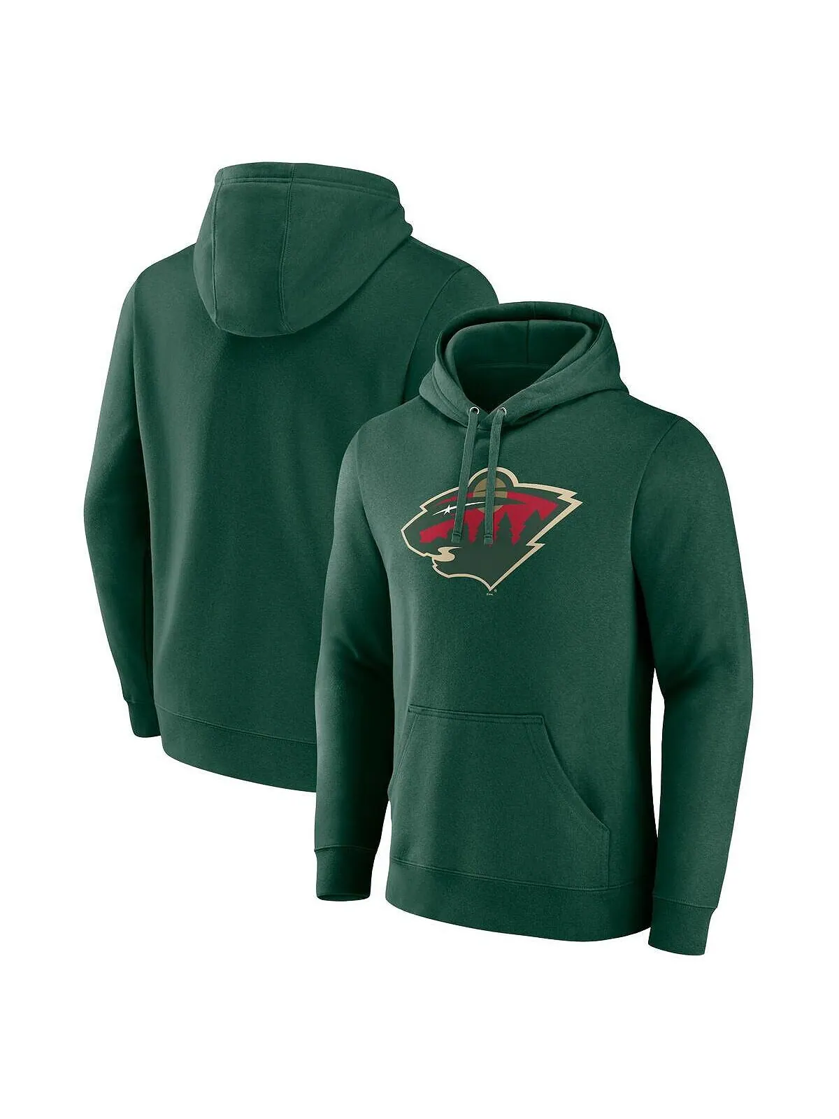 Мужской зеленый пуловер с логотипом Minnesota Wild Primary с капюшоном и логотипом Fanatics — изображение 1 из 3