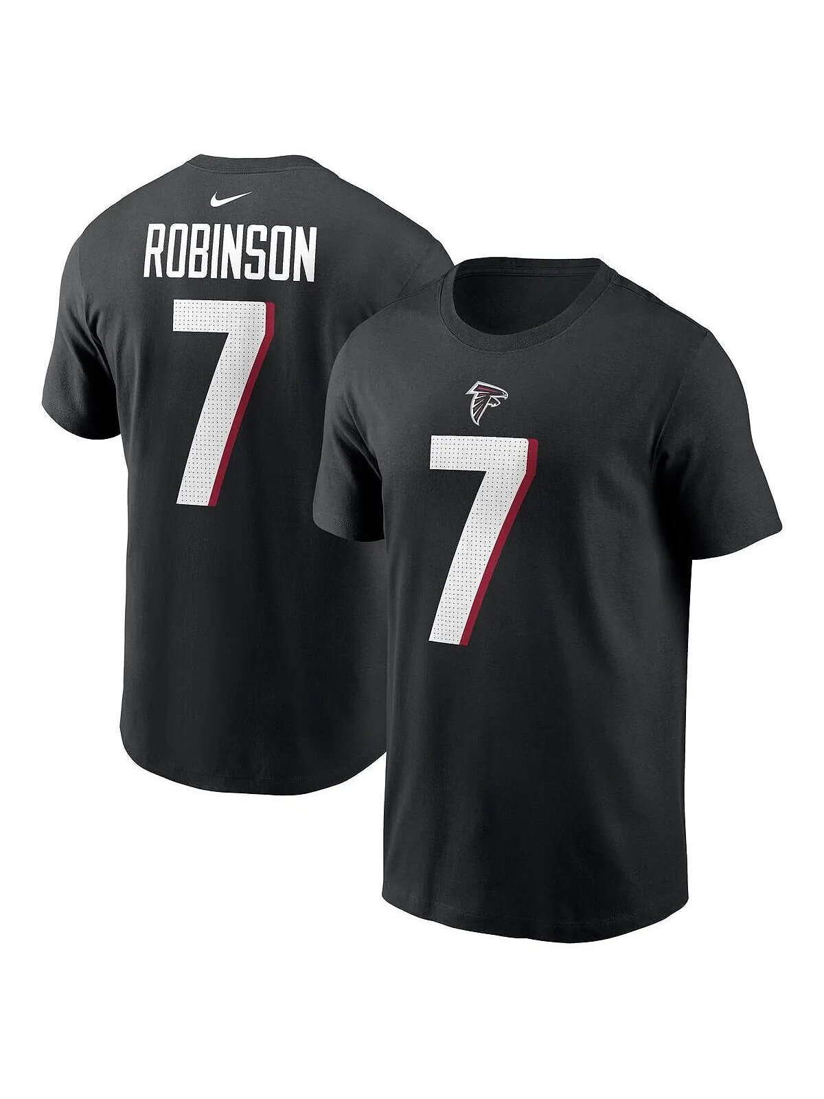 Мужская футболка Bijan Robinson Black Atlanta Falcons с именем и номером игрока драфта НФЛ 2023 — изображение 1 из 1, черный