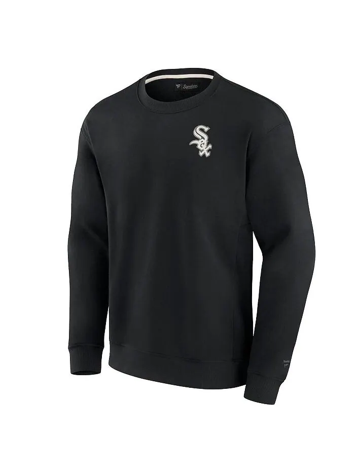Мужской и женский черный супермягкий пуловер Chicago White Sox Crew Sweatshirt Fanatics Signature — изображение 2 из 3