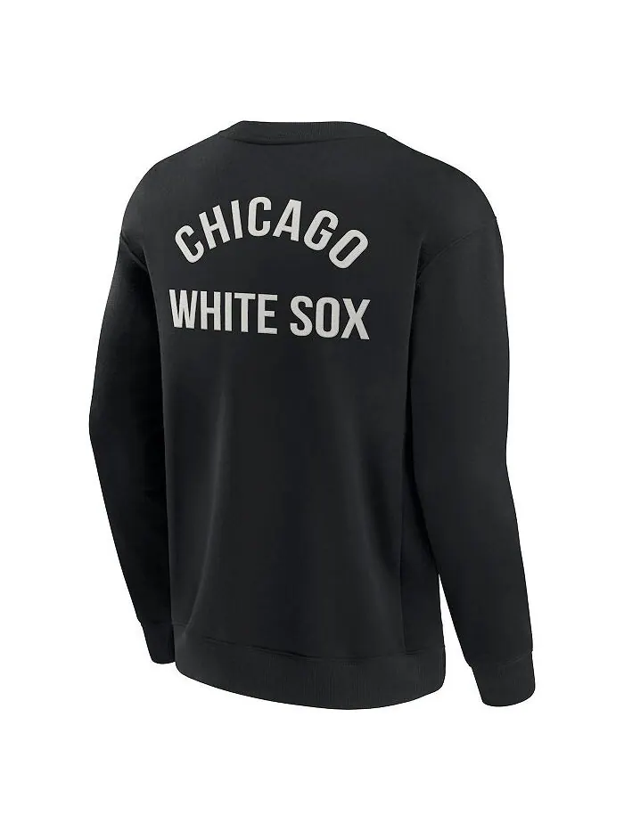 Мужской и женский черный супермягкий пуловер Chicago White Sox Crew Sweatshirt Fanatics Signature — изображение 3 из 3