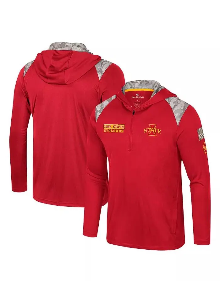 Мужская толстовка Cardinal Iowa State Cyclones OHT Military Appreciation с капюшоном на четверть