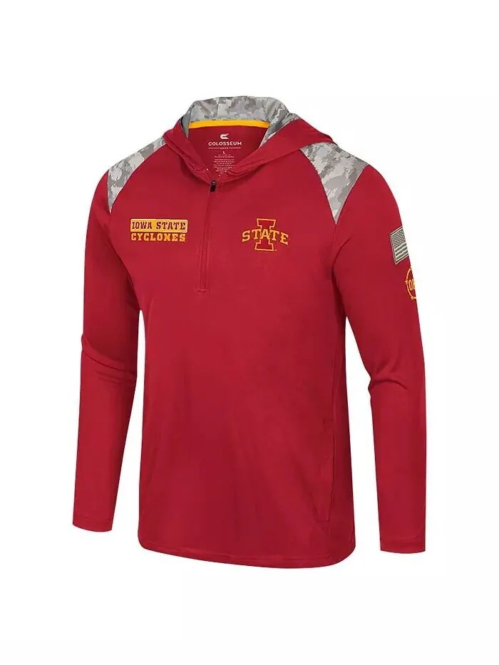 Мужская толстовка Cardinal Iowa State Cyclones OHT Military Appreciation с капюшоном на четверть — изображение 2 из 3