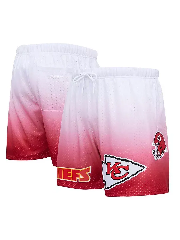 Мужские шорты Kansas City Chiefs омбре с сетчатыми вставками, красно-белые Pro Standard