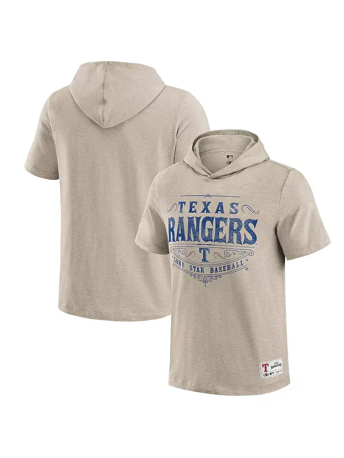Мужская худи-футболка Texas Rangers в бежевом цвете Fanatics — изображение 1 из 3