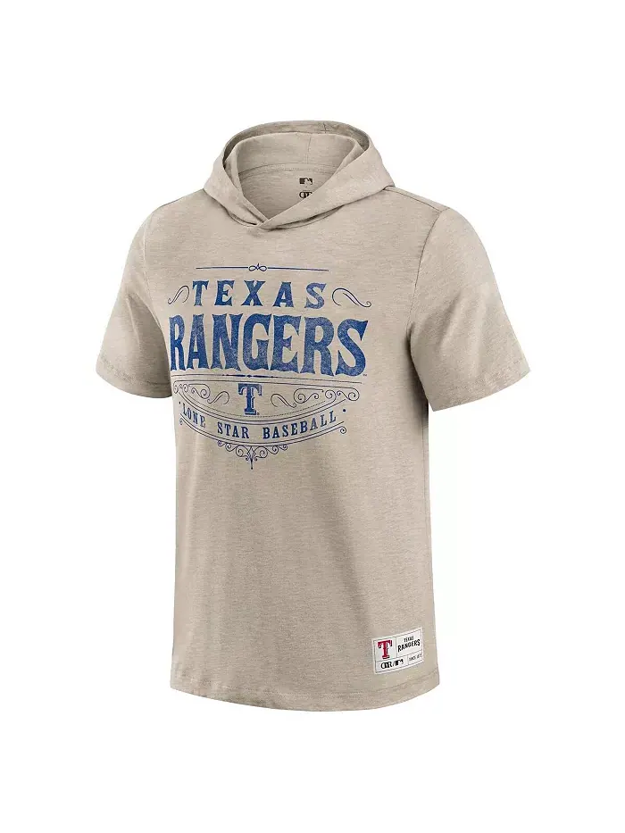 Мужская худи-футболка Texas Rangers в бежевом цвете Fanatics — изображение 2 из 3