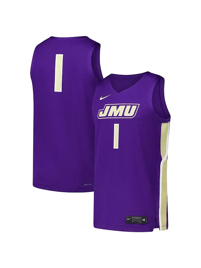 Мужская баскетбольная реплика джерси James Madison Dukes, фиолетовая Nike — изображение 1 из 3