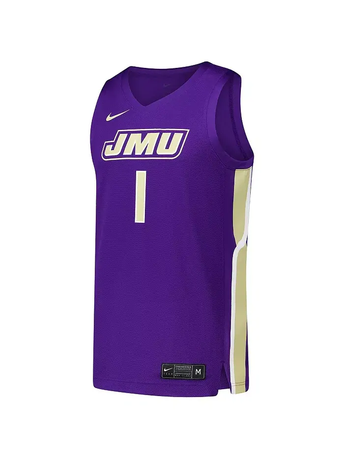 Мужская баскетбольная реплика джерси James Madison Dukes, фиолетовая Nike — изображение 2 из 3