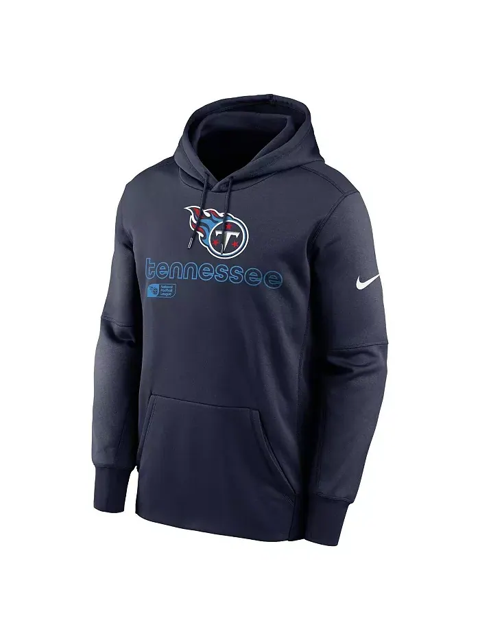Мужская синяя толстовка с капюшоном Tennessee Titans Performance Pullover Hoodie Nike — изображение 2 из 3