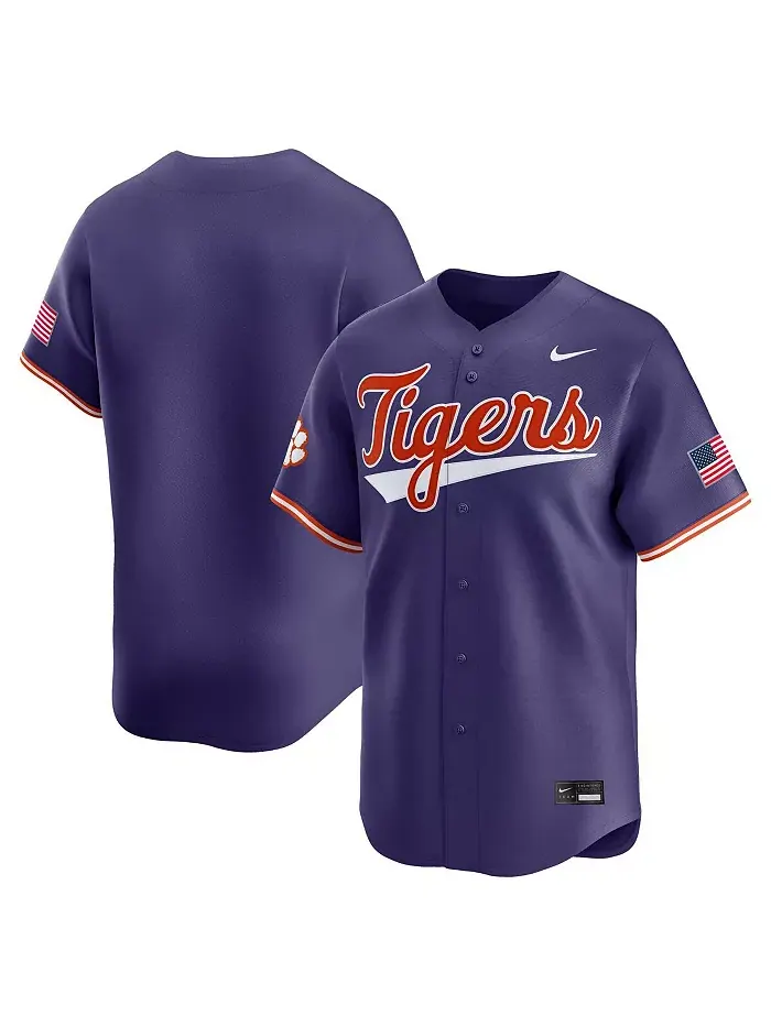 Мужская бейсбольная джерси Clemson Tigers College Limited фиолетового цвета Nike — изображение 1 из 3