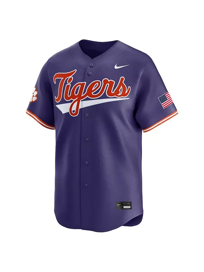 Мужская бейсбольная джерси Clemson Tigers College Limited фиолетового цвета Nike — изображение 2 из 3