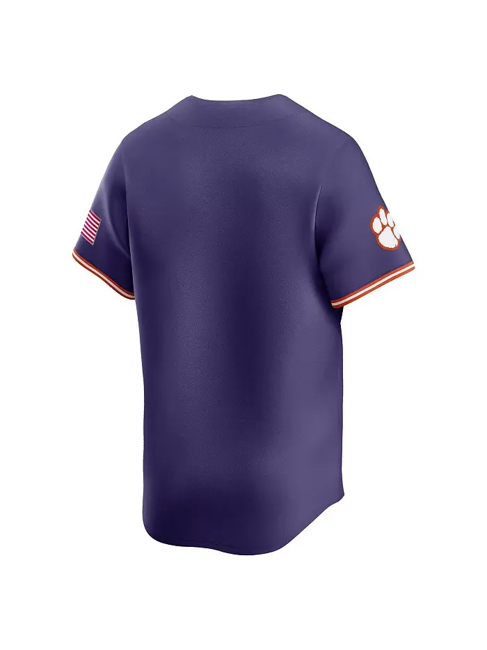 Мужская бейсбольная джерси Clemson Tigers College Limited фиолетового цвета Nike — изображение 3 из 3